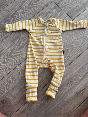 Yellow Stripe Ribbed Baby One-Piece